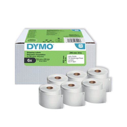 Dymo LabelWriter DHL Shipping Labels 140 Per Roll 102x210mm Self-Adhesive White (Pack of 6) 2177565