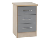 NEVADA 2 DOOR 1 DRAWER WARDROBE BEDROOM SET - GREY GLOSS/LIGHT OAK EFFECT VENEER