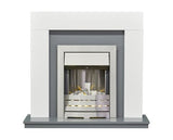 Adam Dakota Fireplace in Pure White & Grey with Helios Electric Fire In Brushed Steel 39 Inch