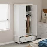 Nairn White 2 door, 1 drawer wardrobe