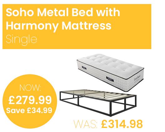 Soho Metal Platform Bed with SleepSoul Harmony Mattress - Single