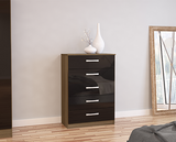 Lynx 5 Drawer Chest- Walnut & Black