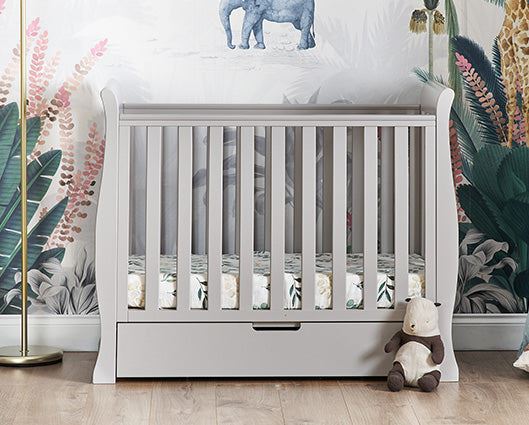 Stamford Space Saver Cot + Sprung Mattress - Warm Grey
