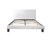 Berlin Double Bed - Steel Crushed Velvet