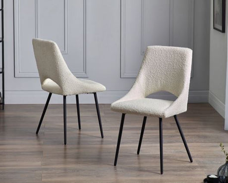 SET OF 2 IRIS BOUCLE DINING CHAIRS - IVORY