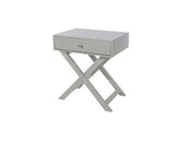 X Leg 1 Drawer Bedside Cabinet-Light Grey