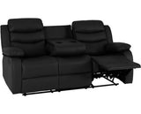 Roma 3 Seater Recliner Sofa - Black Faux Leather