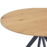 Aspen round dining table, light oak effect top with black pedestal leg