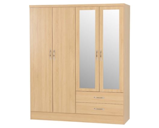Nevada 6 Door 2 Drawer Mirrored Wardrobe - Sonoma Oak Effect