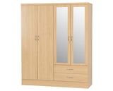 Nevada 6 Door 2 Drawer Mirrored Wardrobe - Sonoma Oak Effect