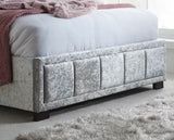 Hannover Small Double Bed - Steel Crushed Velvet