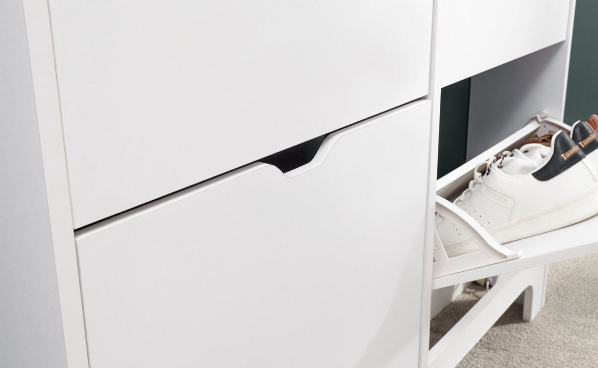 Narrow 6 drawer shoe cabinet white