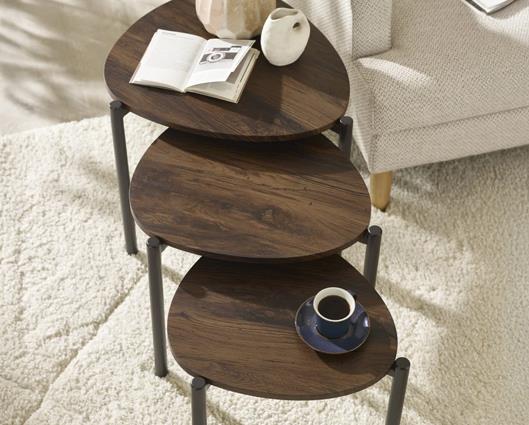 Lortte Teadrop Nesting Side Table Walnut