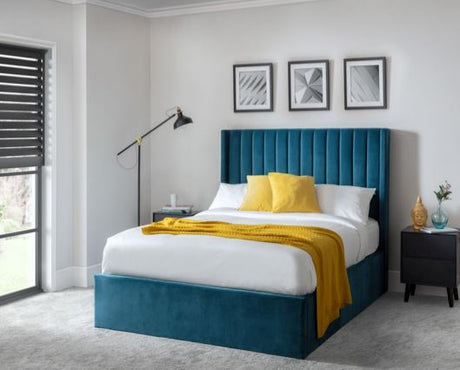 Langham Scalloped Headboard Storage Bed 180CM - Teal