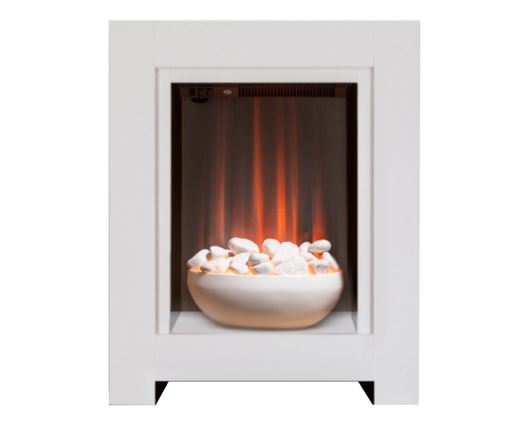 Adam Monet Fireplace Suite in Pure White with Electric Fire, 23 Inch