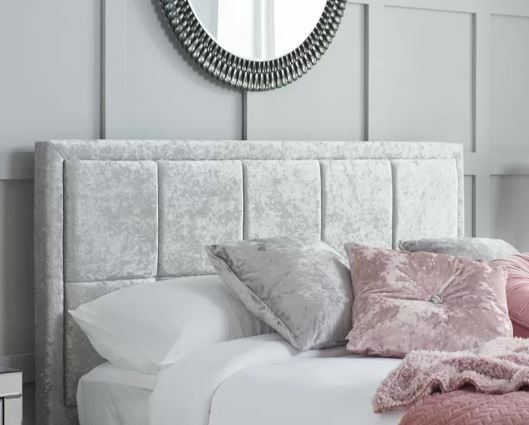 Hannover King Bed - Steel Crushed Velvet