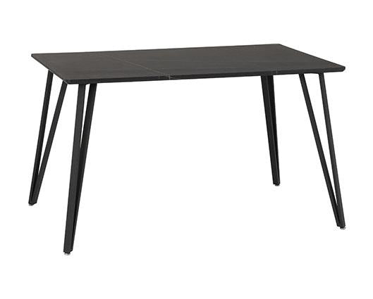 MARLOW & QUEBEC DINING SET (X4 CHAIRS) - BLACK MARBLE/BROWN FAUX LEATHER