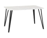 MARLOW & SHELDON DINING SET (X4 CHAIRS) - WHITE MARBLE/GREY BOUCLE FABRIC