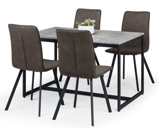 SET OF STATEN DINING TABLE & 4 MONROE CHAIRS