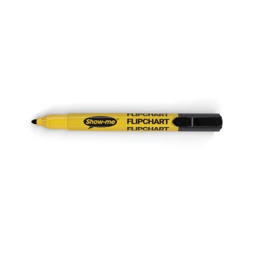 Show-me Flipchart Markers Black (Pack of 10) FCM10BK