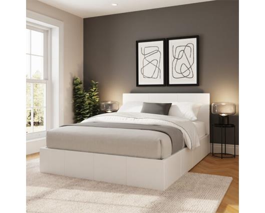 Serena Side lift Ottoman Small Double Bed - White