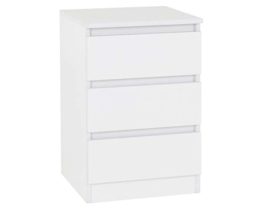 Malvern 3 Drawer Bedside - White