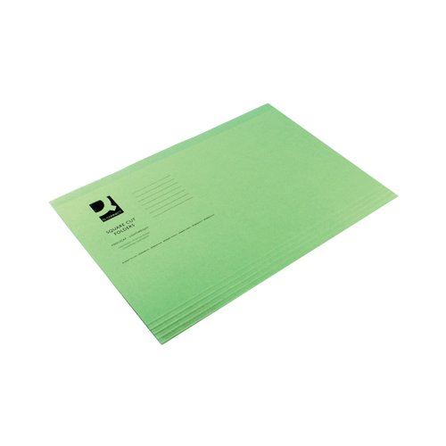 Q-Connect Square Cut Folder Lightweight 180gsm Foolscap Green (Pack of 100) KF26031