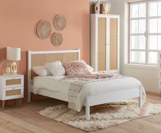 Croxley Rattan Double Bed - White