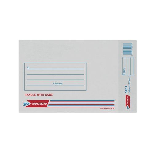 GoSecure Bubble Lined Envelope Size 4 180x265mm White (Pack of 20) PB02128