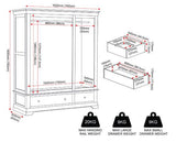 BORDEAUX 3 DOOR WARDROBE - IVORY