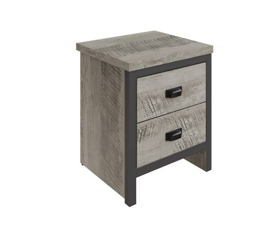 Boston 2 Drawer Bedside Table Grey