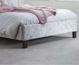 Berlin Single Bed - Steel Crushed Velvet