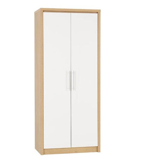 Seville Bedroom Set - White High Gloss/Light Oak Effect Veneer