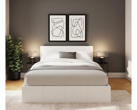 Serena Side lift Ottoman Double Bed - White