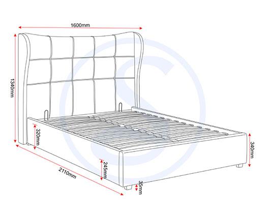 VERONA 4'6" OTTOMAN BED - GREY FABRIC