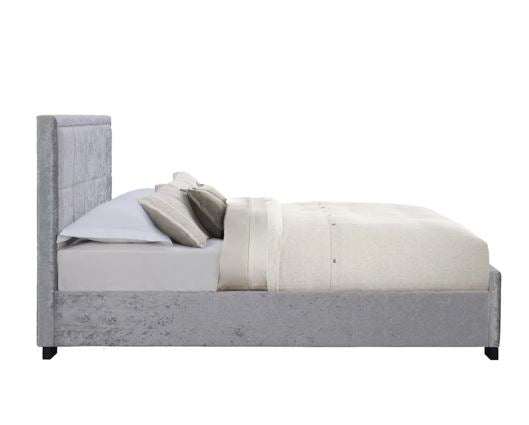 Hannover King Bed - Steel Crushed Velvet