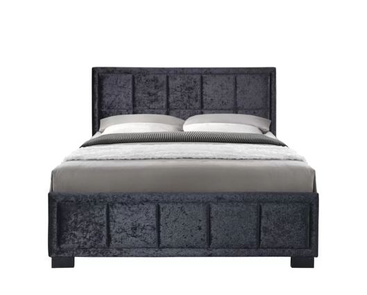 Hannover King Bed - Black Crushed Velvet