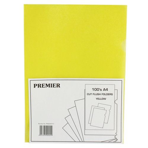 Yellow Cut Flush Folders (Pack of 100) WX01487