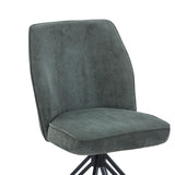 Aspen swivel dining chairs, green cord fabric with black metal legs (pair)