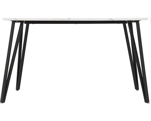 MARLOW & LUKAS DINING SET (X4 CHAIRS) - WHITE MARBLE/SAPPHIRE BLUE VELVET