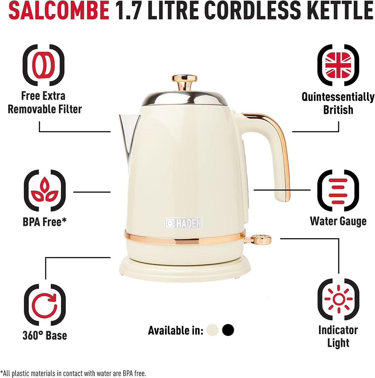 Haden Salcombe Kettle 1.7L Cream