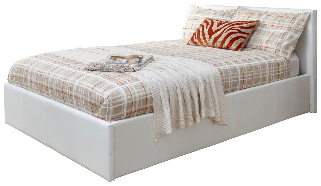 End Lift Ottoman Small Double Bed - White