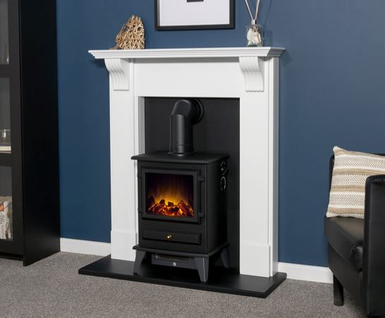 Harrogate in White & Black with Hudson Stove