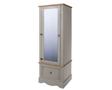 Grey Corona Armoire with Mirrored Door