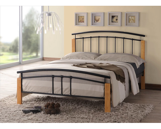 Tetras Double Bed Frame - Black & Oak