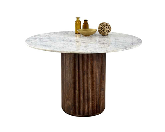 Opal Mango Wood Dining Table Round With Marble Top