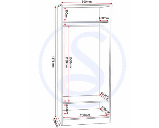PORTLAND 2 DOOR WARDROBE - WHITE/OAK EFFECT