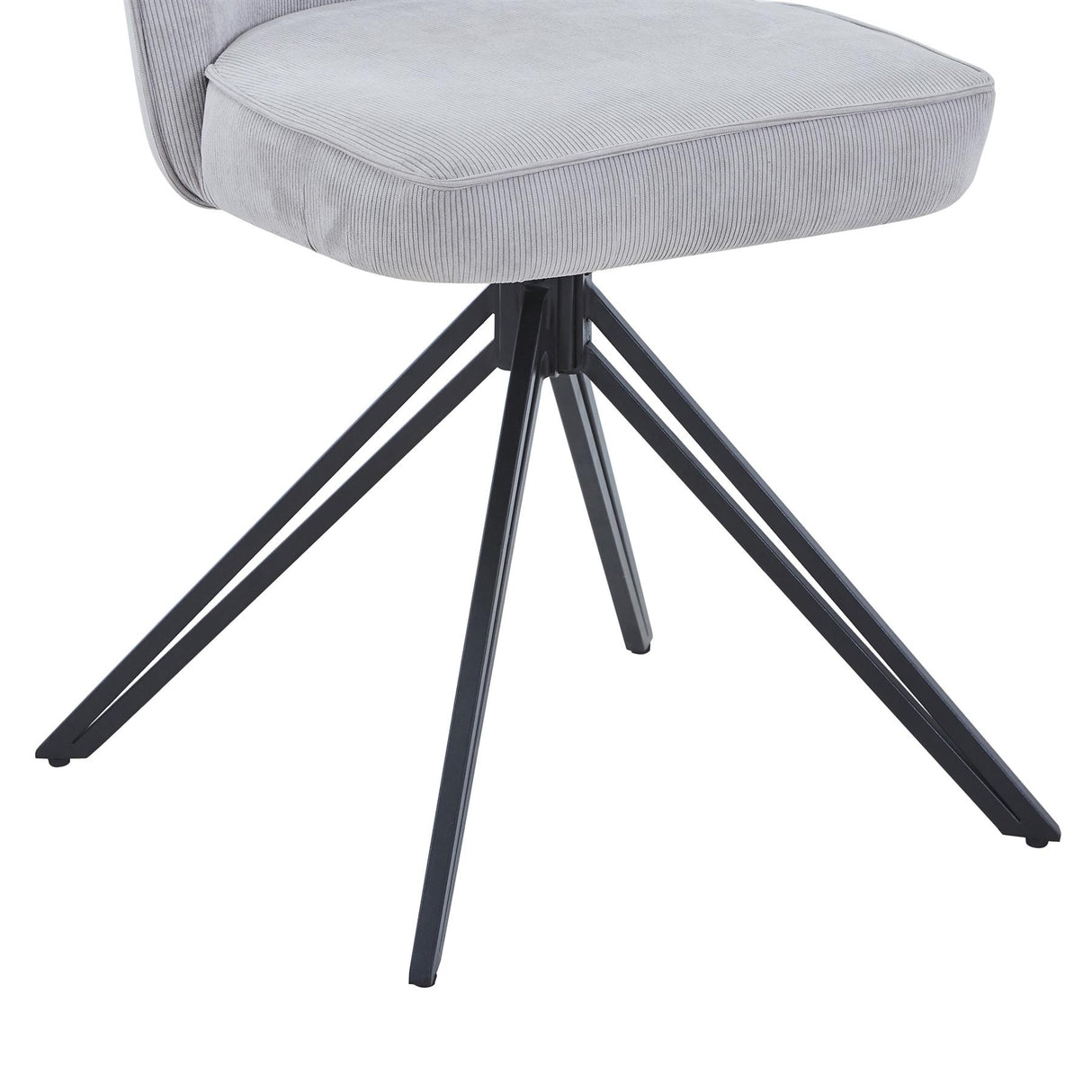 Aspen swivel dining chairs, light grey cord fabric with black metal legs (pair)