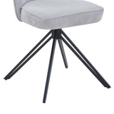 Aspen swivel dining chairs, light grey cord fabric with black metal legs (pair)