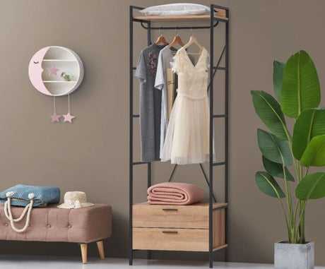 Claire 2 Drawer Open Wardrobe- Riveria Oak